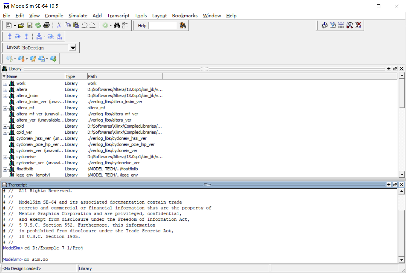图 7-21 ModelSim窗口