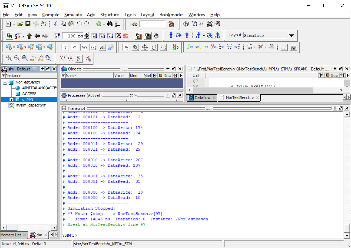 图 7-22 ModelSim仿真结果